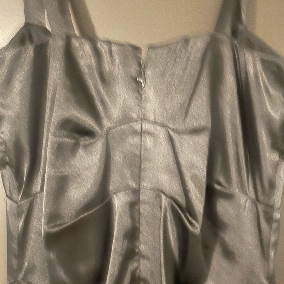 Womens black satin ruched dress - Picture 2 of 2